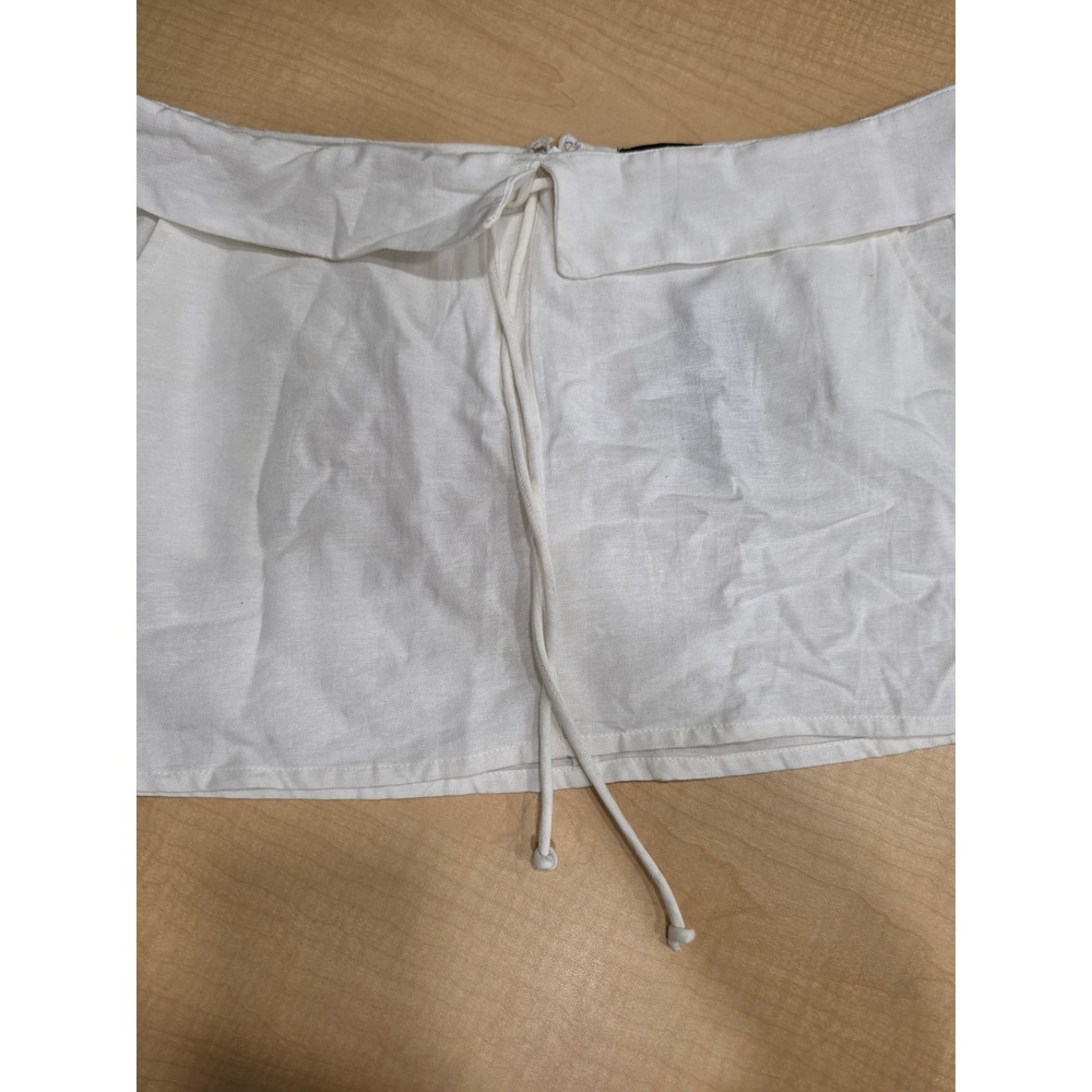 PrettyLittleThing Cream Cotton Fold Over Waistband Mini Skirt Size US 12 NWT